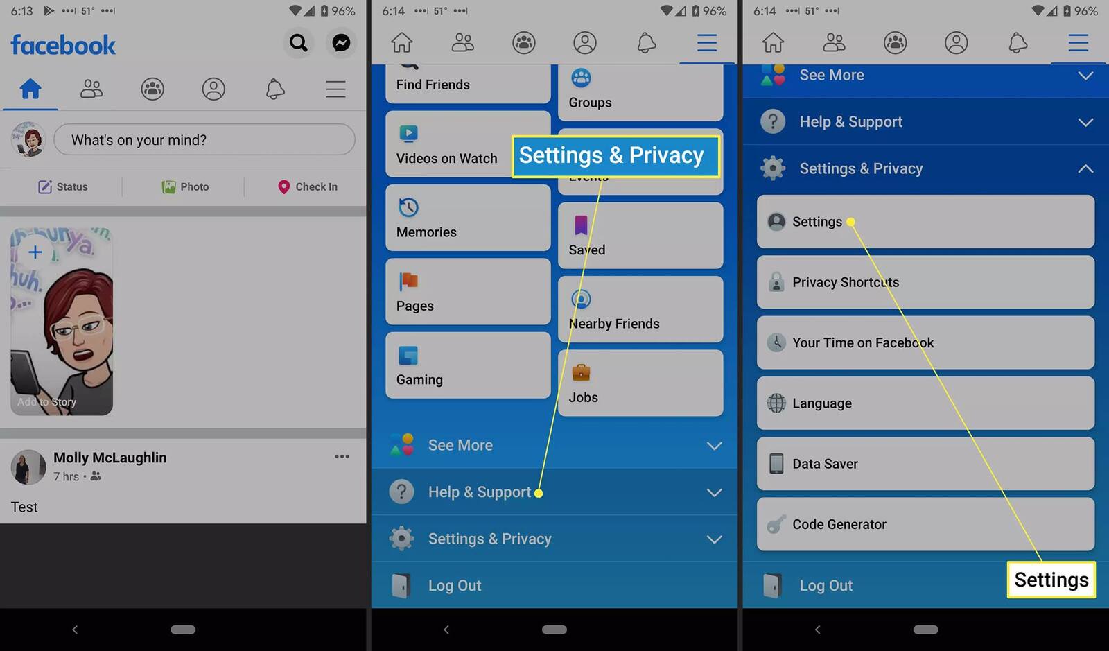 تغيير عنوان البريد الإلكتروني على Facebook على Android.