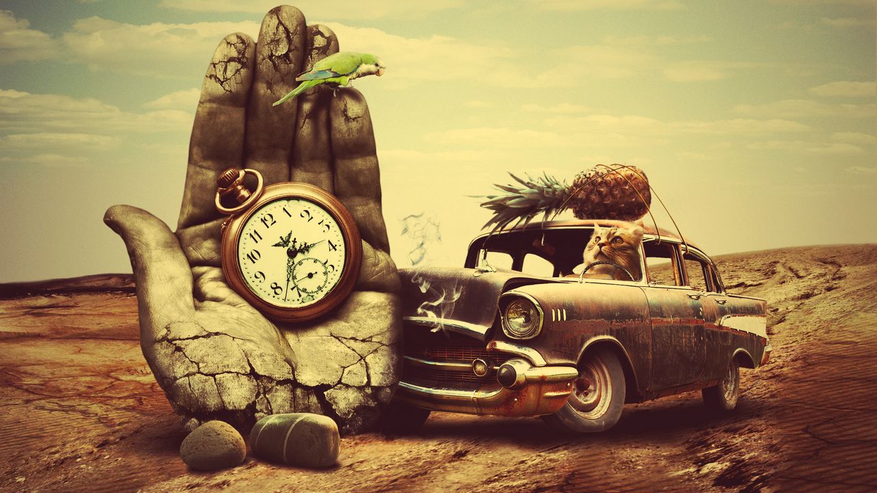 _surrealism_car_clock_pineapple_cat_96125_1280x720.jpg