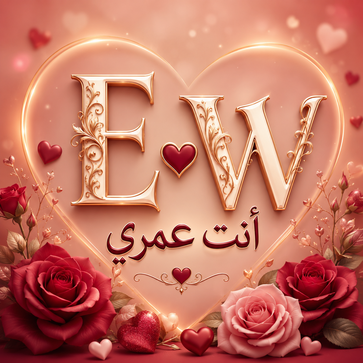 صورة رومانسية تجمع حرف E مع حرف W