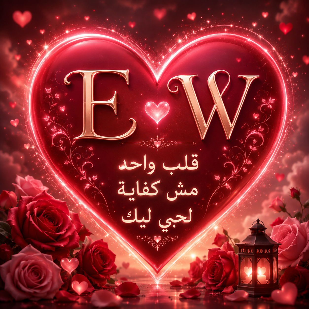 حرف E مع حرف W مكتوب عليه أنت عمري
