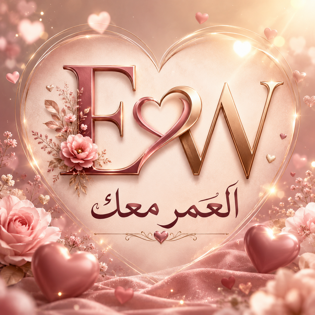 خلفية حب جديدة لحرف E مع حرف W