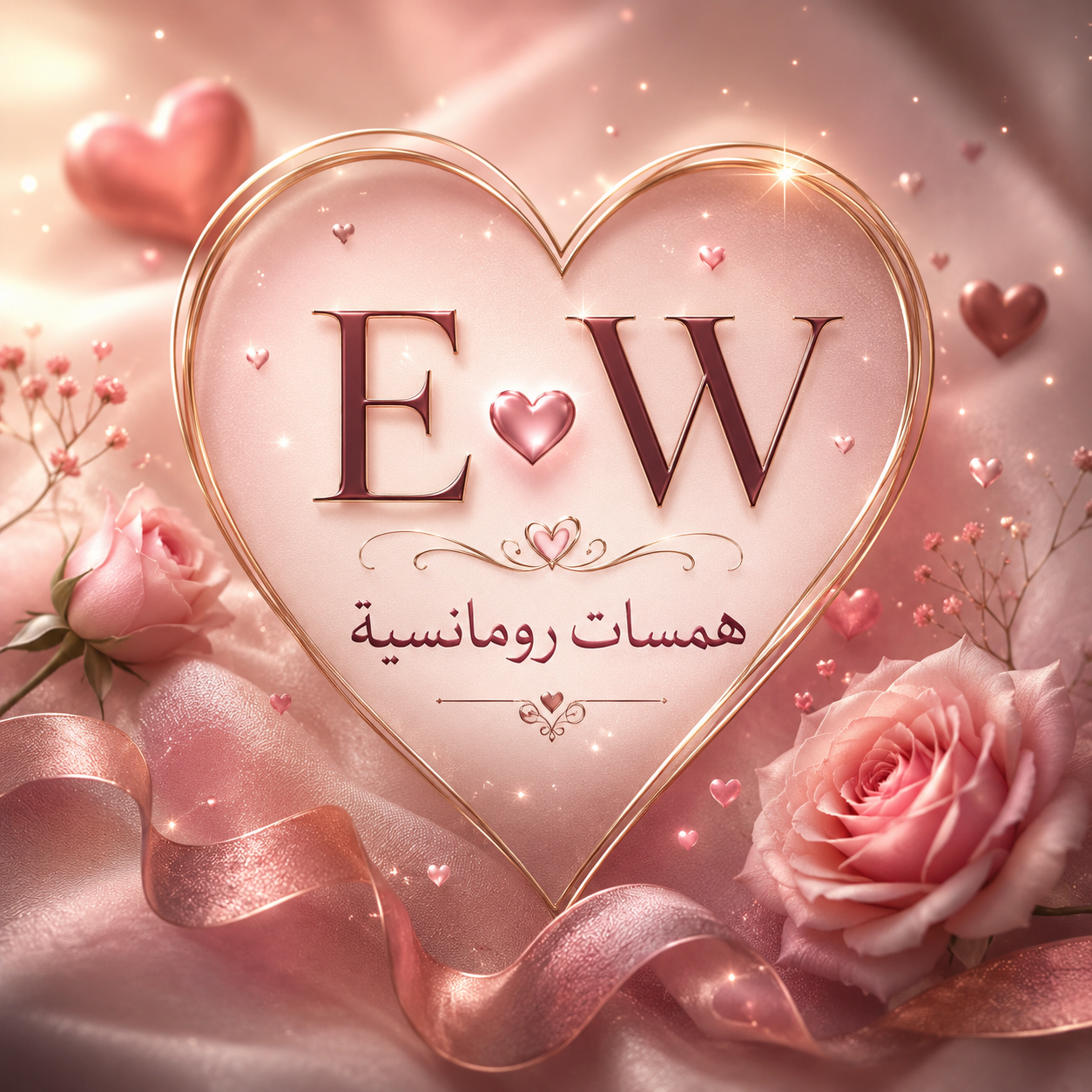 رمزية قلوب رومانسية لحرف E وحرف W