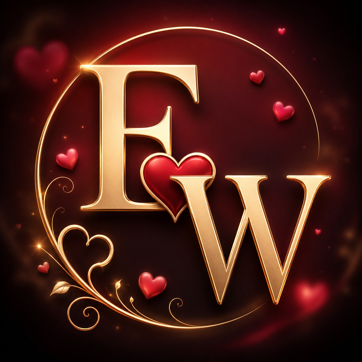 خلفية إضافية رومانسية لحرف E مع حرف W