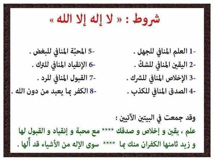 شروط لا إله إلا الله